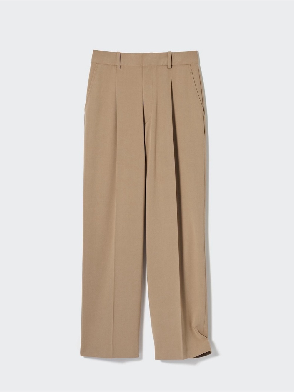 Uniqlo High rise Wide-Leg Pleated Pants — Tan